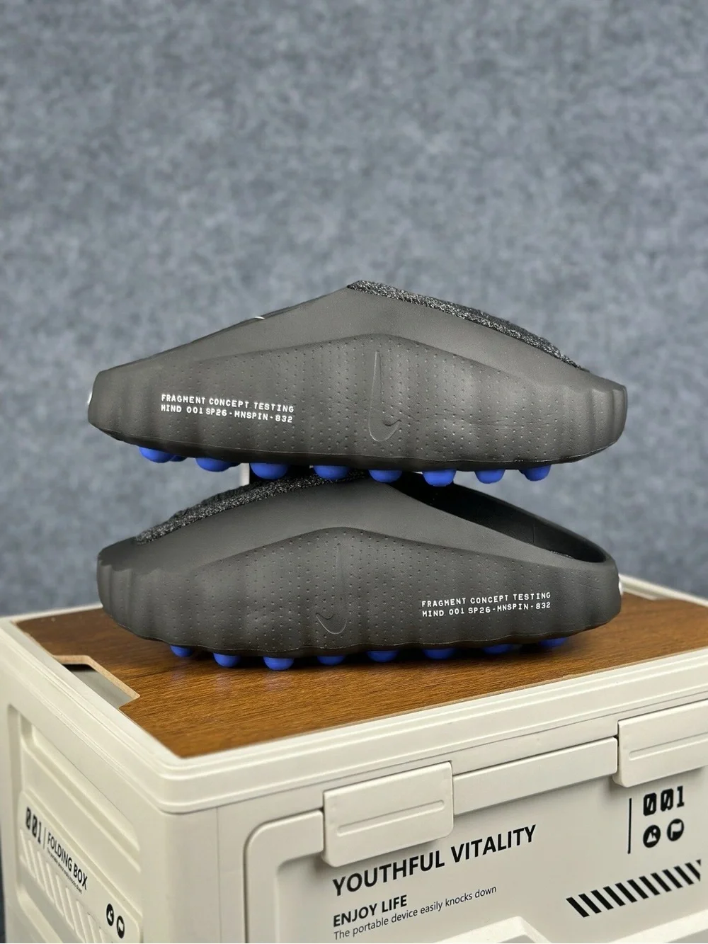 Nike x Fragment Design Mind 001 Black Recovery Slides IQ8502-001 Massage Slipper